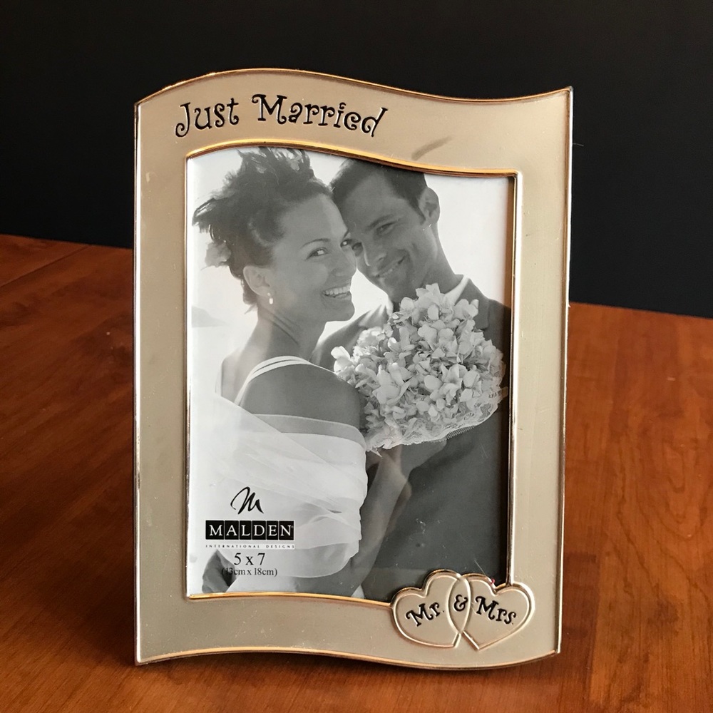 Just Married Mr & Mrs wedding frame , holds 5x7